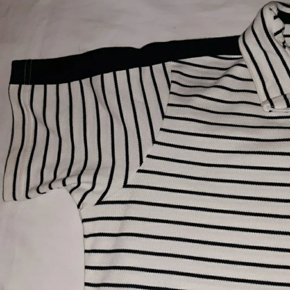 NWT Adidas Golf Climalite‎ Striped Zip Neck Shirt L